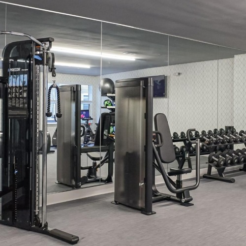 a gym with exercise equipment