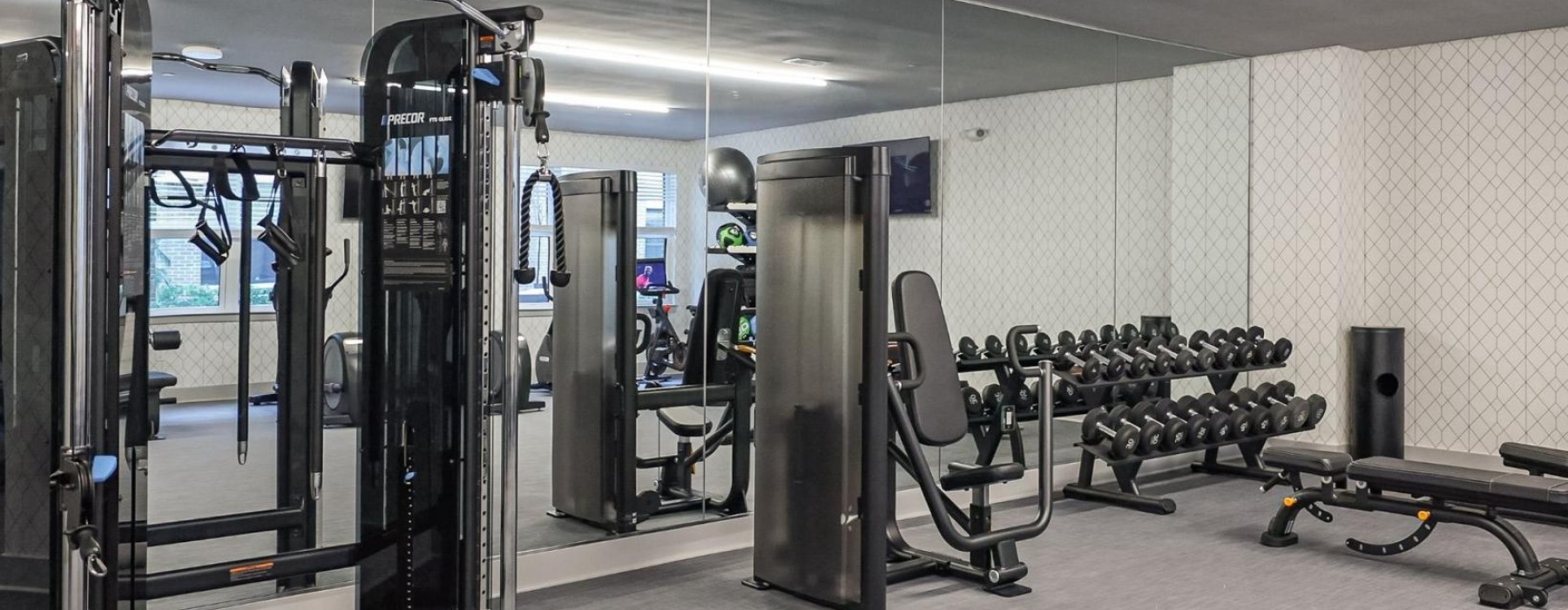 a gym with exercise equipment
